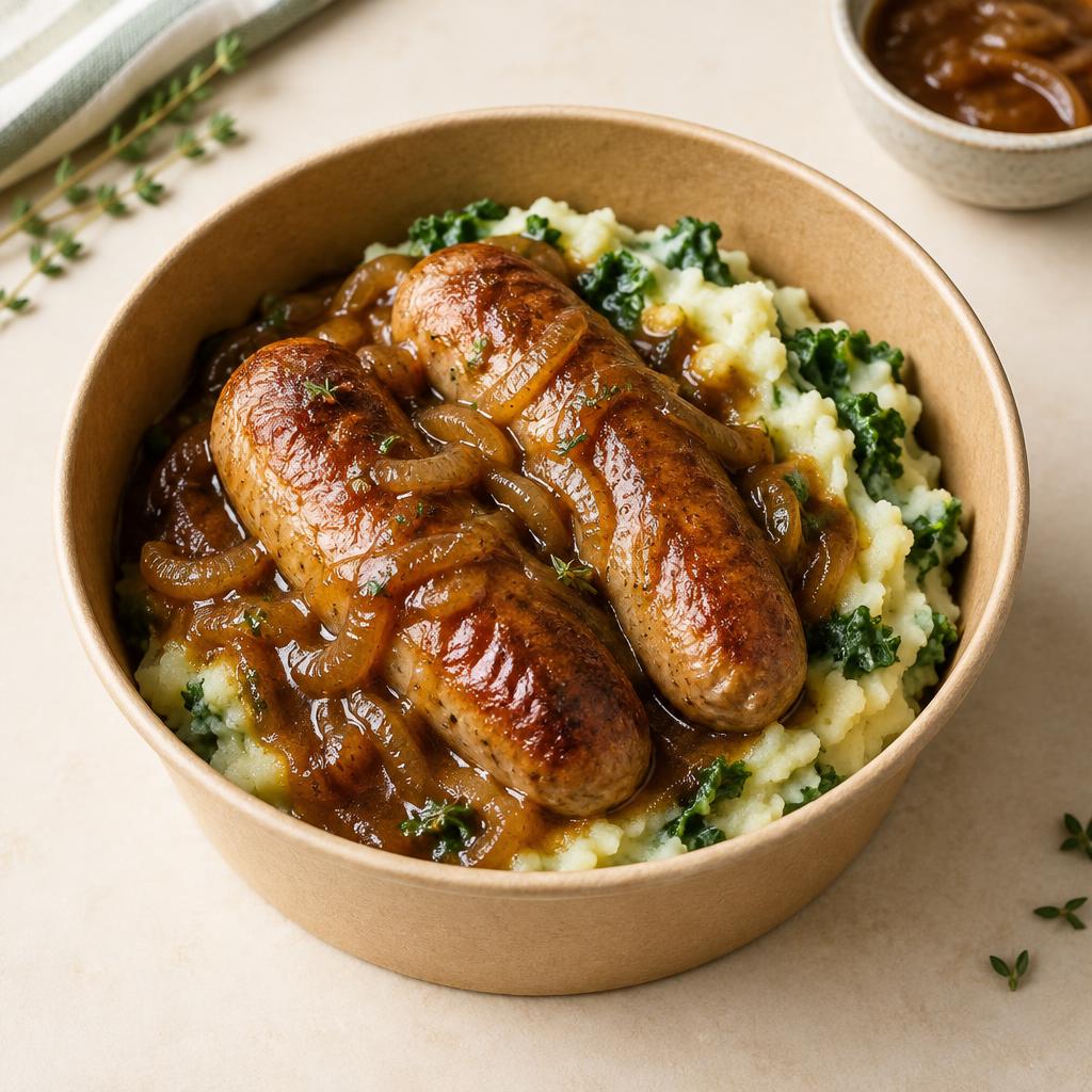 Sausage & Colcannon Mash with Onion Gravy